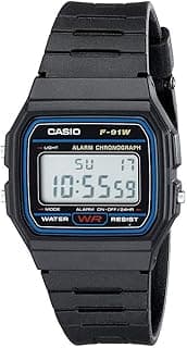 Casio F91W-1 Casual Sport Watch, Black, Strap