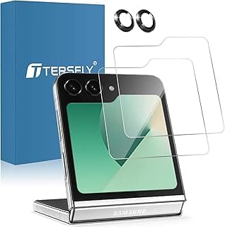 T Tersely 【2+1 Pack】 Screen Protector for Samsung Galaxy Z Flip 6 5G, 2 Pack 9H Tempered Glass Back Screen Protector+ 1 Pack Camera Lens Protector for Samsung Galaxy Z Flip 6 5G (2024)