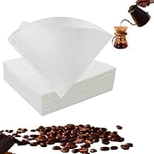 100 Piece Coffee Paper Filter V60, Disposable coffee filter paper, Suitable for pour-over coffee makers and Drip Coffee Maker (1-2 Cups Size 01 White)
