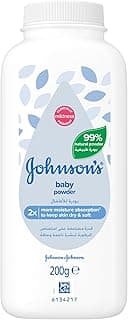 Johnson's Baby Powder, Cornstarch Formulation, 99% Plant-Based Powder, Talc-free, Absorbs Moisture & Protects Skin, Classic Baby Fragrance, Dermatologist Tested, 200g
