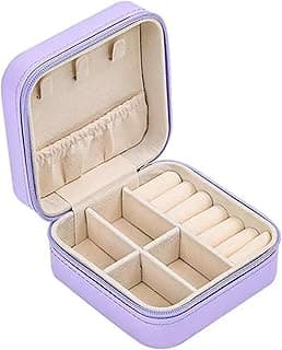 Portable Jewelry Organizer Box - Travel Storage Case for Earrings, Necklaces, Rings, Bracelets | Compact & Durable(Light purple)