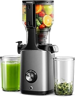 EUHOMY Cold Press Juicer Machines, 13cm Wide Feed Chute, Slow Masticating Juicer for Whole Vegetables and Fruits, 99.6% High Juice Yield, Easy to clean, Juicer Machines with BPA Free, Grey