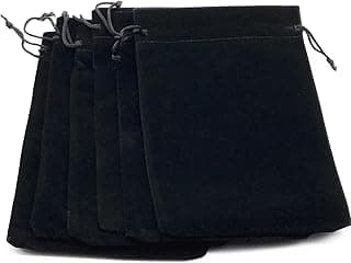 Ovenot Lady Seven 6pcs 7" X 5" Velvet Cloth Jewelry Pouches/Drawstring Bags (Black)
