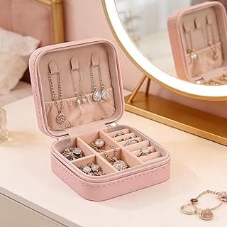 Jewelry Travel Case,Traveling Jewelry Organizer,Small Jewelry Box,Traveling Jewelry Organizer,Portable Jewelry Travel Boxes,Pink