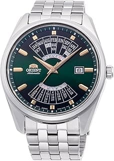 Orient Contemporary multi year calendar Male Automatic hand winding Wristwatch - Mechanical Casual Stainless steel Band and case Grey Analog Green Dial - RA-BA0002E10B