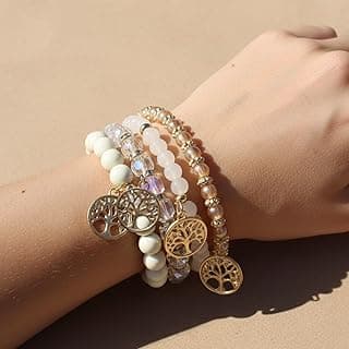 4Pcs Boho Bracelets for Women—Adjustable Stretch Multilayer Stackable Bohemian Bracelets for Christmas Birthday