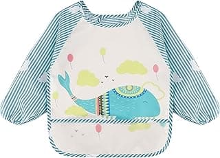 Zoye Long Sleeve Baby Bibs, Waterproof Sleeved Bib Smock for Baby Toddler 6-36 Months,Reusable with Catch-all Pocket