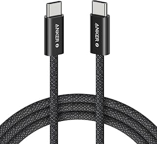Anker Zolo USB C to USB C Cable, Braided and Dirt-Free Type C Fast Charging Cable, Slim Connector, for iPhone 17/16/15 Series, Samsung S25/S24/S23, Huawei, Honor and More (240W) (Black, 6ft)