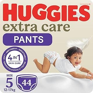 Huggies, Extra Care Culottes, Size 5 (12-17 kg), Jumbo Pack of 44 Baby Diaper Pants, Cloud Soft Waistband, Soft Pillows Absorb in Seconds, Easy & Convenient, With Extra Protection