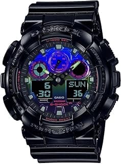 Casio Men Watch G-Shock Digital Analog Black Dial Resin Band GA-100RGB-1ADR.