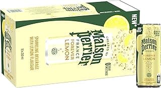 Maison Perrier Forever Sparkling Water Lemon Pack of 10x250 ml Can, Zero Calories And Zero Sweeteners, Premium French Water Sparkling With An Elegant Style
