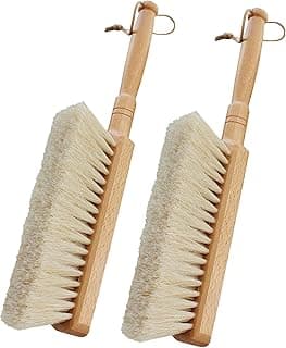 OAKART OAKART Horsehair Hand Brush Soft Bristles Oiled Beech Wood Handle Coat Brush 12 Inch Long (2pcs White Horsehair)