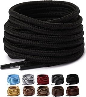 Olukssck 2 Pair Round Shoelaces for Sneakers, Heavy Duty and Durable Shoe Laces for Hiking Work Boots