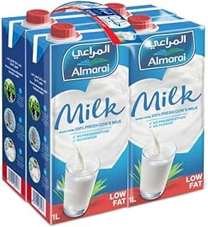 Almarai Low Fat UHT Milk 1 Litre With Added Vitamins, 1 Litre, 4 pieces - Pack of 1
