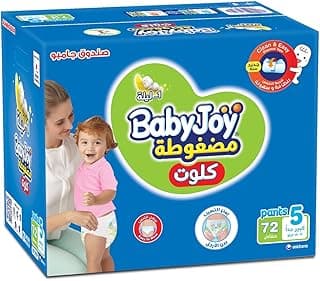 Babyjoy Compressed Diaper Pants, Size 5 Junior, Jumbo Box, 12 To 18 Kg, Count 72, Package May Vary