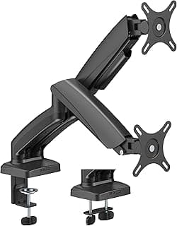 INFINIARC Dual Monitor Arm with Mechanical Spring, Fits 17 to 32 Inch Screens, Curved Monitor Support, 2 to 9kg Weight Capacity per Arm, 450mm Extension, 180° Rotation – Black