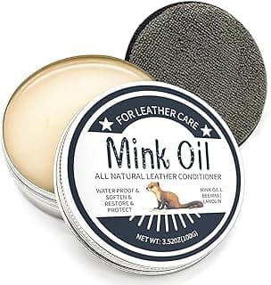 BananaHome Mink Oil Leather Care Kit Leathers Cleaner Conditioner with Sponge Applicator All Natural Leather Maintenance Cream Shoe Polish Waterproof your Boots, Shoes Protects Leathers from Snow, Rain
