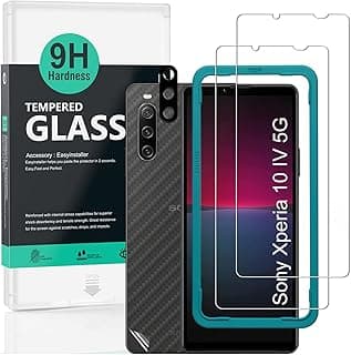 Ibywind For Sony Xperia 10 IV 5G Screen Protector 6.0",2 Pack 9H Hardness Tempered Glass,With 1Pc Camera Lens Protector,1Pc Back Carbon Fiber Film,Easy to install
