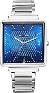 Titan Analog Blue Dial Men's Casual Watch, Steel Colour