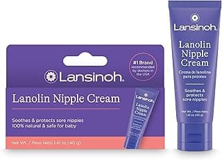 Lansinoh Lanolin Nipple Cream, Safe for Baby and Mom, Breastfeeding Essentials, 1.41 Ounces