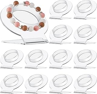 TERRIFI 20 Pcs Bracelet Display Stands, Clear Jewelry Showcase Holders for Bangles & Cuffs, Stackable Multi-Tier Organizer for Retail Stores, Boutique Showcases and Home Vanity Storage