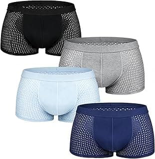 GoodTool 4 Pack Soft Breathable Boxer Brief Underwear, Breathable Men's Boxer Shorts Summer Lightweight Underwear with Mesh Panels