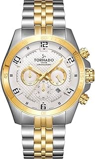 Tornado Men's Japan Quartz Movement Watch, Chronograph Display and Stainless Steel Strap - T3149B-TBTW, Silver
