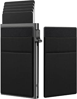 GoodTool Credit Card Holder, Pop Up Card Holder Wallet, Blocking Store 5 Cards and Cash, for Notes and Coins and Debit Cards