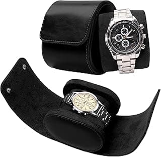 Aputue Aputue Watch Travel Case, Genuine Leather Watch Roll with Soft Velvet Lining, Portable Watch Storage Organizer Case for Men and Women with Secure Magnetic Closure