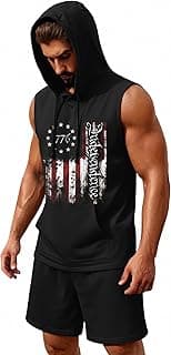 COOFANDY Mens Sleeveless Workout Hoodie Shorts Set 2 Piece Outfits Hooded Tank Tops Gym Tracksuit Sweatsuits