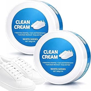 Maxmana Secret 2pcs White Shoe Cleaning Cream Multipurpose No-Wash Solid Cleaner Paste with Sponge Applicator Stain Removal Cream White Shoes Clean cream for Sneakers Leather