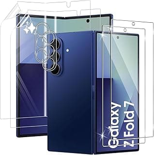 Vurtboly 6 in 1 Screen Protector Compatible with Samsung Galaxy Z Fold 7 2025, 2 Front 9H Tempered Glass+2 Inside Flexible Film+2 Camera Lens Protector, Scratch Resistant&Case Friendly, Bubble-Free