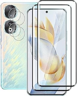 Tempered Glass Compatible with Honor 90,3D Full Screen Protection,9H Hardness,Scratch Resistant,Bubble Free,HD,2 protective films and 2 camera tempered glass