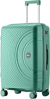 Senator Unisex Hard Case Luggage Lightweight PP Fashion Trolley Luggage with 360° Degree 4 Twin Wheel and Safe Zippers KH1010 (Checked Luggage 24-Inch, Green)