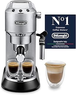 De’Longhi Dedica Coffee Machine, Barista Pump Espresso & Cappuccino Maker, Ground Coffee & ESE Pods , Milk Frother, EC685.M, Metallic