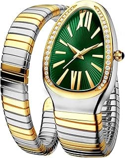 Yuxier Women's Watch Snake Watch Snake Head Bracelet Stainless Steel with Diamonds Snake Watch