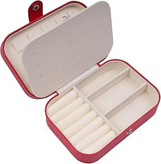 Jewelry Box Jewelry Organizer Travel Jewelry Case PU Boxes for Women Earring Organizers and Storage for Stud Earrings Rings Necklaces Bracelets Holiday Christmas Gifts for Women Red