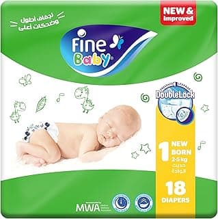 Fine Baby, Size 1, Newborn 2-5 kg, 18 Diapers