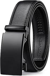 Bostanten Mens Belt Leather 2 Pack Ratchet Belt For Men Dress and Casual with Adjustable Buckle, Trim to Fit