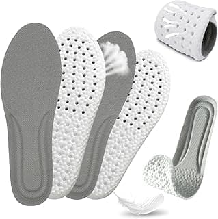 Azonee Flexible Replacement Insoles, Shock Absorption PU Elastic Inserts, Comfortable Insoles for Foot Pain Relief, Gray, 3 Pcs