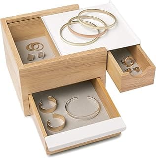Umbra Umbra Mini Stowit Jewelry Box - Modern Keepsake Storage Organizer With Hidden Compartment Drawers