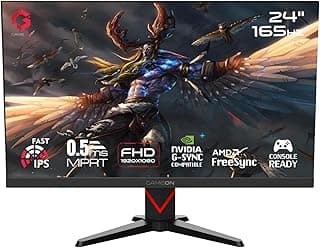 GAMEON 24” IPS Gaming Monitor – FHD 1920x1080, 165Hz Refresh Rate, 1ms Response Time, Edge-Lit LED Display, Antiglare 3H Hard Coating, HDR Support, Two HDMI Ports, FreeSync G-Sync, GOE24FHD165 - Black