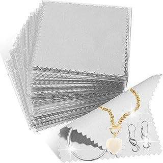KASTWAVE KASTWAVE Jewelry Cleaning Cloth, Double-Sided Polishing Cloths, Glasses Cleaning Cloths, Polishing Cloth for Sterling Silver Gold Platinum Cloth, Keep Jewelry Shining (Grey 8x8cm 50pcs)