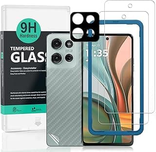 Ibywind 2 Pack Screen Protector For Motorola Moto G75 5G 6.78",9H Hardness Tempered Glass,With 1Pc Camera Lens Protector,1Pc Back Carbon Fiber Film,Easy to install