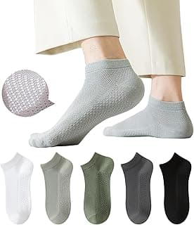 infino Men's Breathable Mesh Cotton Ankle Socks - 5 Pairs, Lightweight and Comfortable for Spring, Summer, and Fall