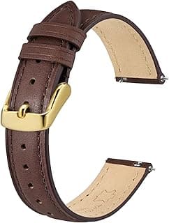 BISONSTRAP Elegant Leather Watch Strap, Quick Release, Watch Straps for Men and Women, Compatible with Watch Lugs of 12 mm, 14 mm, 15 mm, 16 mm, 18 mm, 20 mm