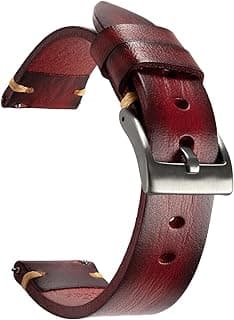 Berfine Retro Handmade Leather Watch Band, Quick Release Vintage Watch Strap