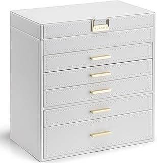 VLANDO Vlando 6 Layer Large Jewelry Box - Jewelry Holder Organizer, Jewelry Box Organizer for Drawer Necklace Ring Bracelet and Watch, Birthday Gift for Loved Ones - White
