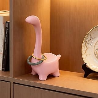 1pcs Fashion Dinosaur Shaped Ring Stand Showcases Necklace Ring Earring Holder Organizer Home Decor Ornaments,8.2 * 4.3cm (Pink)