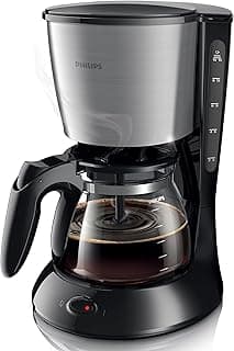 Philips Drip Coffee Maker - 1.2L, Up to 15 Cups, Glass Jug, Auto Off Function, Silver/Black - HD7462/20